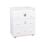 PCSM897122-Kommode-3-Schubladen-komplett-Stern-Wolke-Mond-Dekoration