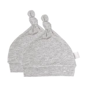 2-teiliges Babymützen-Set aus grauem Bambus-Jersey
