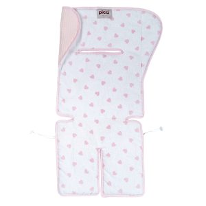 Sitzbezug Herze aus Baumwollfrottee und Wabenstoff 5 Punkte für Kinderwagen