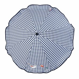 Bestickter Sonnenschirm für Kinderwagen aus Vichy-Stoff mit Doppelgelenk