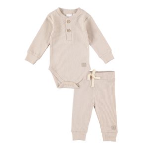 Set aus Body und Hose aus GOTS-gestreiftes Bio-Baumwolle