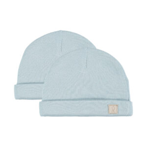 2-teiliges Geburtsmütze-Set aus GOTS-gestreifter Bio-Baumwolle