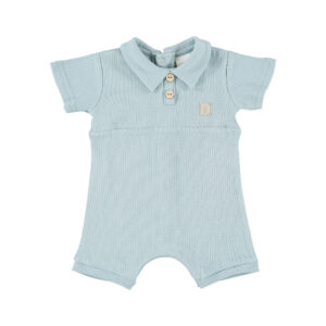 Kurzer Overall aus gestreifter GOTS-Bio-Baumwolle