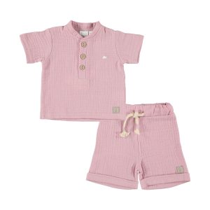 Set aus T-Shirt und kurzer Hose aus Musselin aus GOTS Bio-Baumwolle