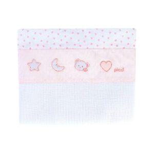 Gestickter halbschwerer Bezug für Wiege Lila