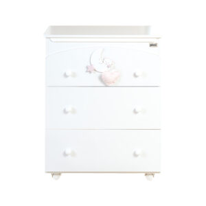 Weiße Kommode mit 3 Schubladen Lila