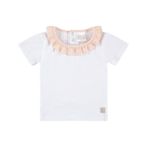 T-Shirt mit Rüschen aus Bambusjersey und Baumwollmusselin