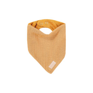 Bandana-Lätzchen zum Beißen aus Baumwollmusselin und Bambusschwamm karamell