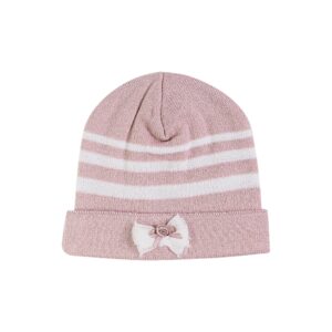 Geburtsmütze aus Wolle Stripe Rosa