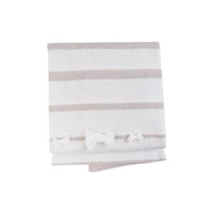 Doppelte Wolldecke für Wiege und Kinderwagen Stripe Taupe farbe