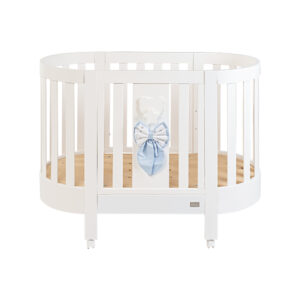 Ovales Bett Dream Rondò komplett mit Matratze, Applikation und Schleife