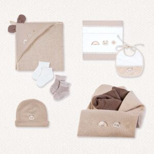 Komplettes Babyausstattungsset Arcobaleno Taupe farbe