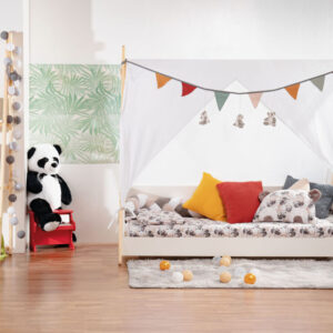 Letto legno Scout bianco naturale con barriere