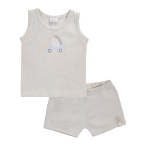 Tanktop-Set mit Auto-Print und kurzer Hose aus Bio-Baumwolle