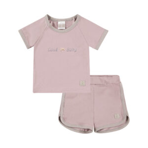 Set aus T-Shirt mit Cool Baby stickerei und kurzer Hose aus Bio-Baumwolle