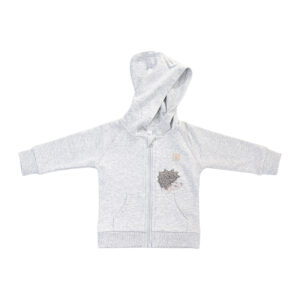 Kapuzenpullover mit aufgesticktem Igel aus Bambus