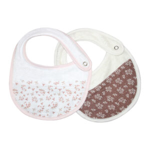 2-teiliges Lätzchen-Set aus gemustertem Bambusschwamm – Terrakotta-Blume, KakaoBlume