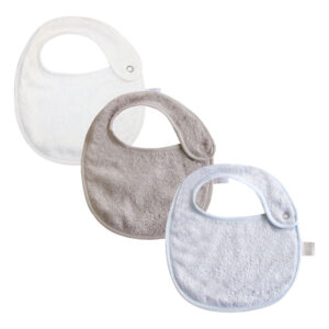 3-teiliges Lätzchen-Set aus einfarbigem Bambusschwamm – Weiß, Taupe farbe, Himmelblau