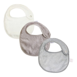 3-teiliges Lätzchen-Set aus einfarbigem Bambusschwamm – Cremeweiß, Taupe Farbe, Grau