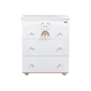 Weiße Kommode mit 3 Schubladen und Greige Schubladenknöpfe Arcobaleno