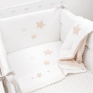 Star-Mikrobett in Taubengrau, komplett mit Matratze und weißem und taubengrauem Textilset